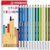 STABILO Matita a gesso pastello CarbOthello - Confezione da 12 - toni blu verde