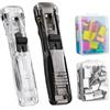 FiveMileBro 2 pezzi Reusable Creative Stapler, Push Clamp Stapler Holder, Binder Clip Tacker con 100 clip in acciaio inox, dispenser di clip portatile per ufficio, scuola, casa e viaggio (B)