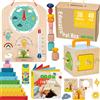 Tooky Toy Tooky Giocattolo educativo Montessori Box Puzzle Abacus Weather Board 6 in 1 per bambini dai 3 anni in su