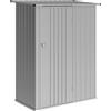 Capanno Porta Attrezzi 142x86x189 cm con Tetto Inclinato e Porta Bloccabile in Metallo Argento