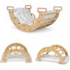 FANTASK Arco da Arrampicata 3 in 1 in Legno con Cuscino, Triangolo da Arrampicata per Interni per Dondolo, Arrampicata e Gattonare, Struttura da Arrampicata Montessori, Arcobaleno per Bambini dai 3