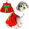 Zunea Abiti Natalizi in Velluto per Cani di Piccola Taglia Gatti Babbo Natale Cucciola Vestito di Natale con Nodo a Fiocco Gonna per Cani Femmina Gonna Invernale Abbigliamento per Capodanno Carino