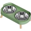 Generic Ciotole rialzate per gatti verdi - 2 ciotole per gatti rialzate in acciaio con supporto, contenitore per cibo e acqua, per l'alimentazione dei cuccioli per animali domestici, casa, ufficio