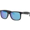 Ray-Ban Rayban Justin 4165 622/55 Ø54 Montatura plastica opaco lenti Nero specchio Blu Uomini F, Nero opaco 622/55 54, 54