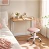 MEUBLE COSY Set Scrivania e Sedia da Ufficio Salvaspazio per Lavorare e Studiare da Casa, Rovere + Rosa