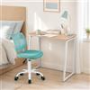 MEUBLE COSY Set Scrivania e Sedia da Ufficio Salvaspazio per Lavorare e Studiare da Casa, Rovere + Turchese