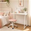 MEUBLE COSY Set Scrivania e Sedia da Ufficio Salvaspazio per Lavorare e Studiare da Casa, Bianco + Rosa