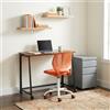 MEUBLE COSY Set Scrivania e Sedia da Ufficio Salvaspazio per Lavorare e Studiare da Casa, Marrone + Mandarino
