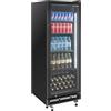 GastroHero Frigorifero per bevande GKSE230, 230 litri, con porta in vetro e illuminazione a LED, chiudibile, nero, frigorifero per birra da 0 a +8 °C, frigorifero commerciale per gastronomia