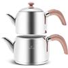 Karaca Edge - Set di mini teiera a induzione, 1 litro + coperchio per teiera Bevitore: 1,5 l, capacità: 2,5 l, teiera turca Caydanlik Demlik