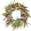 Todikaper Ghirlanda di fiori selvatici primaverili per porta d'ingresso, ghirlanda di fiori secchi artificiali, 30 cm, in plastica, decorazione floreale per casa e ufficio