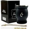 UN MATE Set Yerba Mate Originale - Tazza da 230 ml, Bombilla in Acciaio Inox, Spazzola per la Pulizia, Confezione Regalo Elegante - Kit Completo per Mate Argentino (nero)