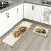 Generic Set di 2 tappeti da cucina con limone, autunnali, rustici, foglie di mais, gialli, lavabili, comodi, per lavanderia, bagno, vanità