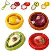 WRENYZK 4 Pezzi Salva Freschezza per Frutta e Verdura, Contenitori Riutilizzabili per la Conservazione degli Alimenti, Contenitori Anti-Ossidazione con Pelapatate per Avocado, Cipolla, Limone