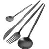 PRETYZOOM Set di Utensili Portatili Posate Riutilizzabili in Acciaio Inossidabile 6 Pezzi Utensili da Portata per Feste Forchette Nere Metallo