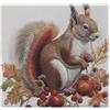 DWVTSLH Cuscini quadrati per sedia con stampa di foglie e scoiattolo, cuscini da pavimento in memory foam per cucina, sala da pranzo, ufficio o auto, 38 x 38 cm, bianco