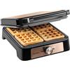 Bestron Piastra per waffle belga, per waffle belga, per 4 waffle, dimensioni 10 x 10 cm, spessore: 1,5 cm, termostato continuo e semafora, adatto per famiglie o Pasqua, colore: rame