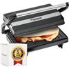 Bestron Piastra Tostapane, Griglia per panini con vassoio di raccolta, macchina per panini con impugnatura cool-touch e rivestimento antiaderente, 700 watt, Colore: Nero