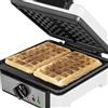 Princess Waffle Iron 132397, a forma di waffle belga, 1200 Watt, lunghezza del cavo 0,75 m, teglia 19,8 x 19,5 cm, livello di calore regolabile, rivestimento antiaderente, Argento/Nero,