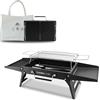 Charmline 34 x 23 cm Griglia a Carbone Portatile Pieghevole, Barbecue Carbonella Portatile Compatta per 1-3 Persone, Griglia BBQ per Campeggio, Picnic, Giardini e Feste in Spiaggia, Nero