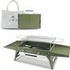 Charmline 34 x 23 cm Griglia a Carbone Portatile Pieghevole, Barbecue Carbonella Portatile Compatta per 1-3 Persone, Griglia BBQ per Campeggio, Picnic, Giardini e Feste in Spiaggia, Verde