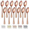 Evanda Cucchiai da Zuppa in oro rosa 12 pezzi 18,5cm, placcatura in titanio oro rosa cucchiai da tavola in acciaio inossidabile, cucchiai da minestra, facile da pulire, lavabile in lavastoviglie