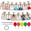 REBECCAHOWARD 13 Pezzi Biglietti Carta kraft con filo iuta, Aghi plastica e Bandiera, Cornice Carta, Porta Foto in cartone, Regalo Adulti decorazione parete,Festone Foto Compleanno,per Dedica