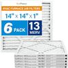 LotFancy Filtri aria 14 x 14 x 1, filtri aria MERV 13 AC, confezione da 6 filtri HVAC pieghettati (dimensioni effettive: 35 x 35 x 1 cm)