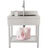 OUKANING Lavabo indipendente da cucina con rubinetto estraibile e scolapiatti, lavello in acciaio inox, ampio lavabo da incasso per uso domestico e commerciale, portata 200 kg, paraspruzzi (70 x 50 x