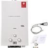 ECUTEE 12L 24KW Scaldabagno a gas di petrolio liquefatto Scaldabagno a gas propano/GPL, Scaldabagno istantaneo senza serbatoio con kit doccia, Per docce da esterno, bianco