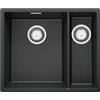 PRIMAGRAN Lavello da Cucina Grafite 56x47cm, Lavandino in Granito a 1,5 vasche + Sifone Classico, Lavabo da Cucina Incasso al Mobile 60cm - London Duo Slim S003