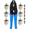 Kagni - Pinza crimpatrice per cavi coassiali con 5 connettori UHF maschio PL259 a crimpare per cavo RG58 LMR195, strumento di compressione professionale BNC/TNC a cricchetto per connettore UHF e cavo