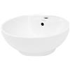 LuxeBath Lavabo da Appoggio Ø 455 x 185 mm in Ceramica Rotondo Finitura Colore Bianco Lucido Lavandino Design Moderno Bacinella Lavamani Lavello Sanitari da Bagno senza Valvola di Scarico Piletta