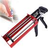 BORDEAG Pistola a cartuccia a doppia cartuccia, 110 x 330 mm, bicomponente, pistola in silicone doppio, pistola a cartuccia per doppio componente, colore rosso