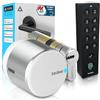 tedee GO2 Alu Serratura Smart con Impronta Digitale, Codice PIN e Cilindro Classe 6 Antieffrazione | Sblocco Automatico | Senza Cambio Cilindro | Compatibile con Matter, Alexa, Google, Apple