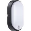 Luceco Eco Paratia Ovale Illuminazione a LED con sensore di movimento PIR, cornice bianca e nera, 22 cm, 10 Watt