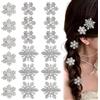 YiiHHooN Fermagli per Capelli a Forma di Fiocco di Neve, 18 Pezzi Clip per Capelli con Fiocco di Neve con Strass Artificiali, Forcine Argentate per Donne Natale Festa Cosplay e Acconciature Invernali