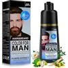 WEILNELL Shampoo per barba e baffi da uomo, colore istantaneo, copertura totale dei capelli bianchi, baffi e capelli, tinta nera 3 in 1, shampoo e balsamo (Marrone Scuro)