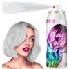 AFDEAL Spray temporaneo per capelli per bambini, adulti, 100 ml, vibrant shades, colore per capelli, lavabile, per feste, Halloween, Natale, cenere, Grigio bianco