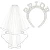 MorLuks Bride to Be - Cerchietto e velo, per addio al celibato, da donna, con perle, accessori per addio al nubilato, decorazione per feste di addio al nubilato