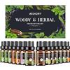 Aeshory Oli Essenziali Legnosi & Erboristici Per Uomo 14 x 5ml - Set Di Olio Essenziale Naturali Per Diffusori, Aromaterapia, Umidificatore, Profumi, Candele Fai Da Te