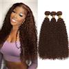 NICMISS Human Hair Bundles Kinky Curly Bundle Capelli Umani Double Weft Brazilian Virgin Curly Weave Hair Extensions for Black Women Chocolate Brown 20 20 20 inch