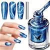 MAGIC ARMOR Smalto per unghie Cat Eye senza lampada UV, magnetico, effetto 3D, asciugatura rapida e di lunga durata, per nail art fai da te, 12 ml (blu)