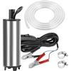 LangRay Pompa Olio DC 12V Pompa Acqua Pompa Sommersa Elettrica Pompa Travaso Gasolio Diesel Carburante con Tubo 5M, Pompa Aspira Acqua e Olio per Auto, Veicolo a Motore, Barca (51mm Clip a coccodrillo)