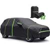 NEVERLAND Telo Copriauto Impermeabile SUV - Telo Copriauto da Esterno PEVA Felpato Cotone Antigraffio Antipolvere Veicoli Fuoristrada Copri Auto con Strisce Riflettenti Zip XL 510 * 200 * 180 CM