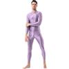 YiZYiF Body Uomo Metallico Bodystocking Catsuit Jumpsuit Leggings Tuta Intera Monopezzo Overall Body da Ginnastica Body Shaper Palestra Biancheria Intima Lanvanda Taglia unica