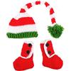 TENDYCOCO Set di Accessori Fotografici per Ragazzo Cappello Lavorato a Maglia e Stivaletti Uncinetto Invernale per Natale e Compleanni Outfit da Ragazzo Foto di