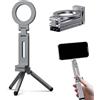 xinanalya Treppiede magnetico per cellulare, in alluminio, regolabile a 360°, bastone per selfie pieghevole, per iPhone, per vlog, viaggi, auto, desktop