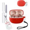 toergy Custodia antiurto in silicone impermeabile per HONOR Earbuds Clip Pro, custodia morbida e sottile con cordino, portachiavi e kit di pulizia, rosso