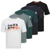 JACK & JONES Jjluke Tee SS Crew Neck 5pk MP T-Shirt, Goblin Blue/Pack: Bianco + Nero + deepteal + navyblazer, M Uomo